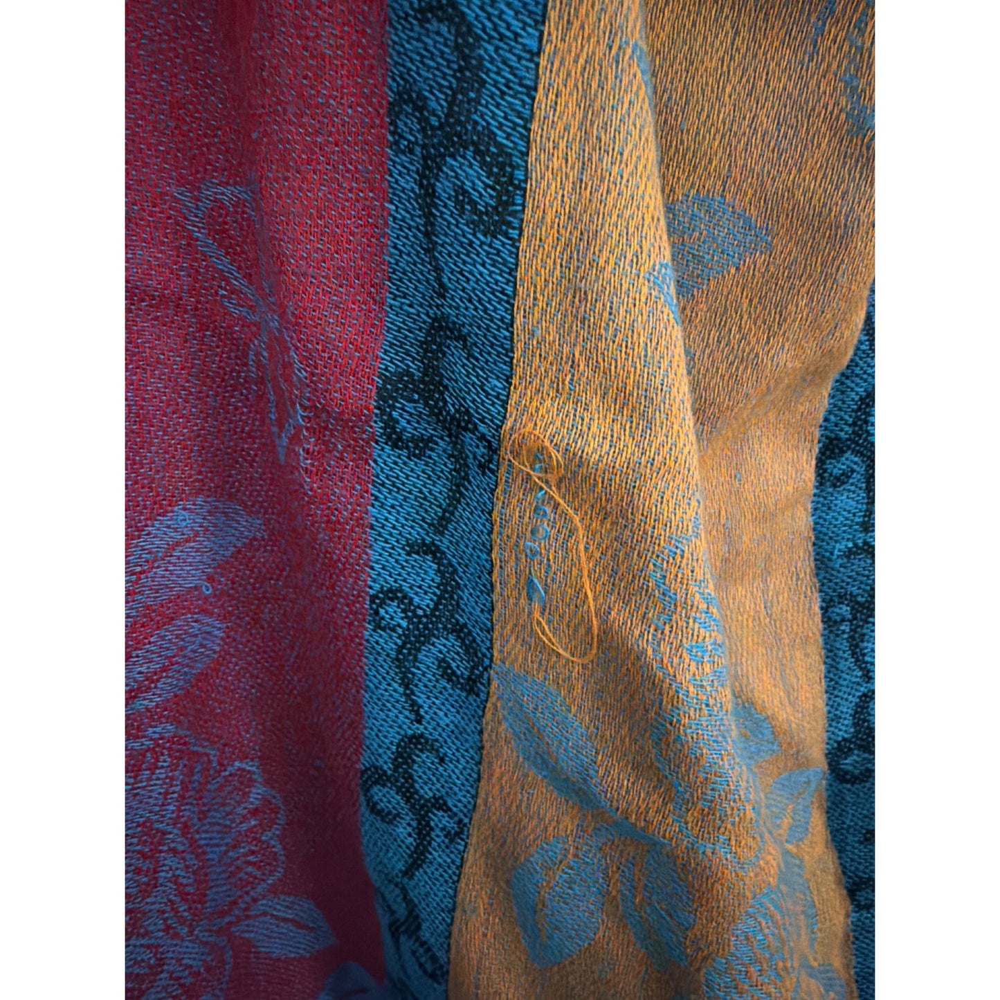 Colorful Floral Patterned Woven Scarf With Tassels