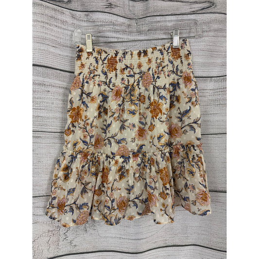 Joie Floral Smocked Ruffle Mini Skirt Size XS