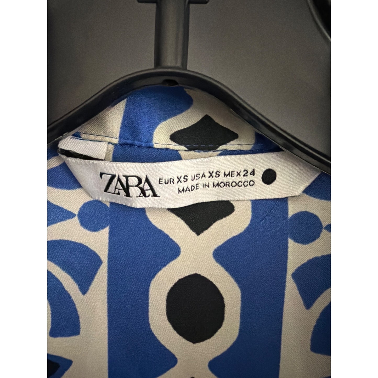Zara Blue & White Printed Satin Set Size XS