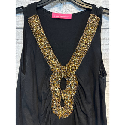 Pookie & Sebastian Beaded Black Sleeveless Top Size S