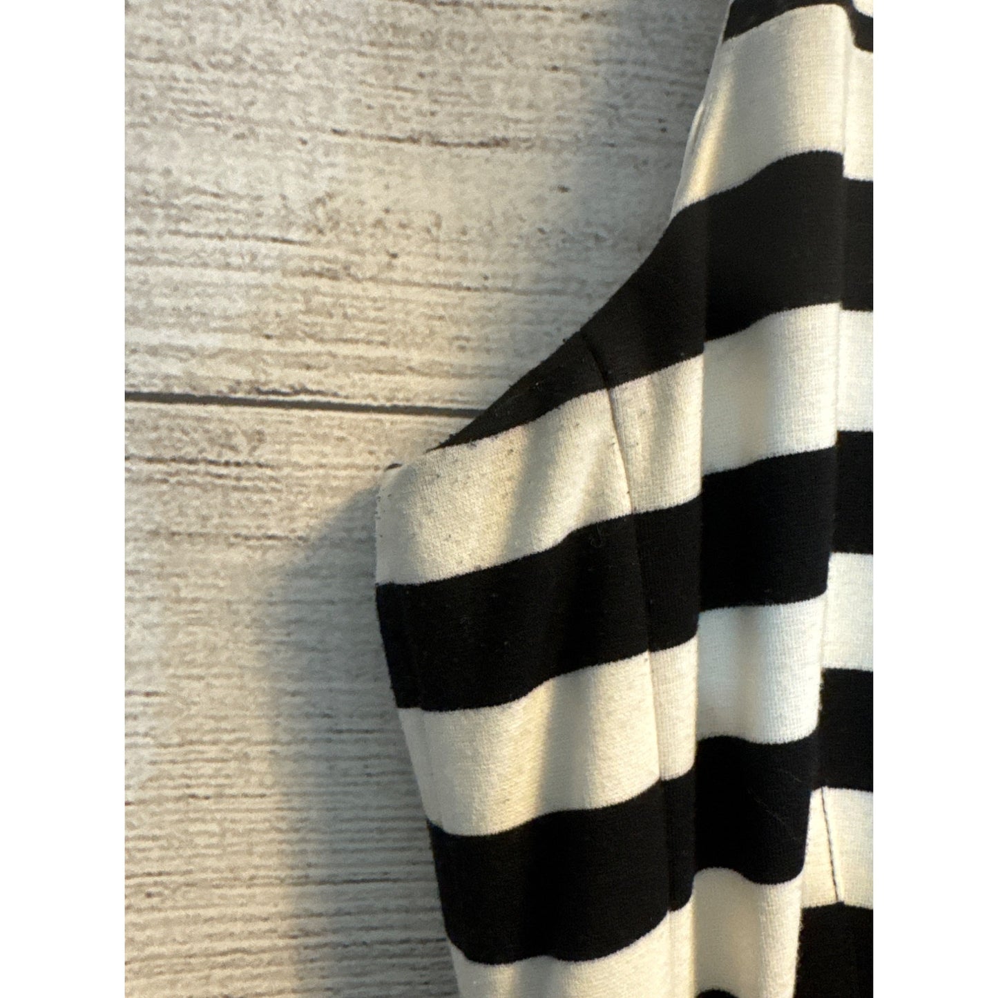 BCBGMAXAZRIA Black and white striped fit and flare dress Size M