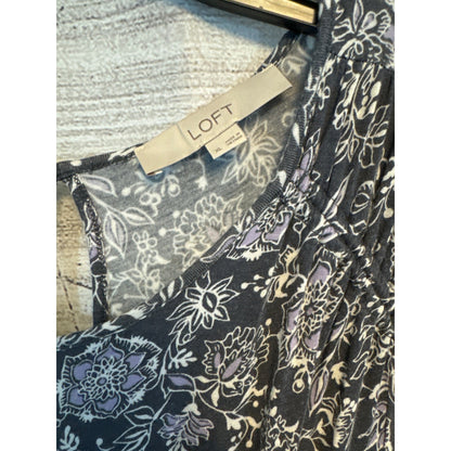 LOFT Floral Print Dress With Short Sleeves Size XL