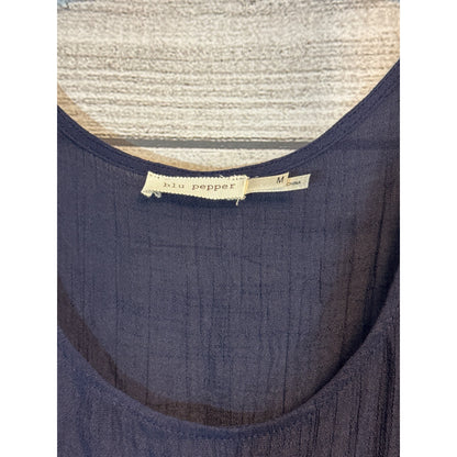 Blu Pepper Sleeveless Navy Blue Crochet Waist Dress Size M