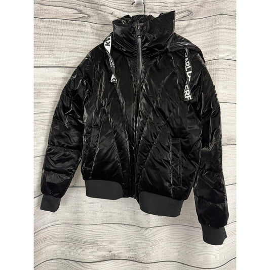 Karl Lagerfeld Black Puffer Jacket With Hood Size M