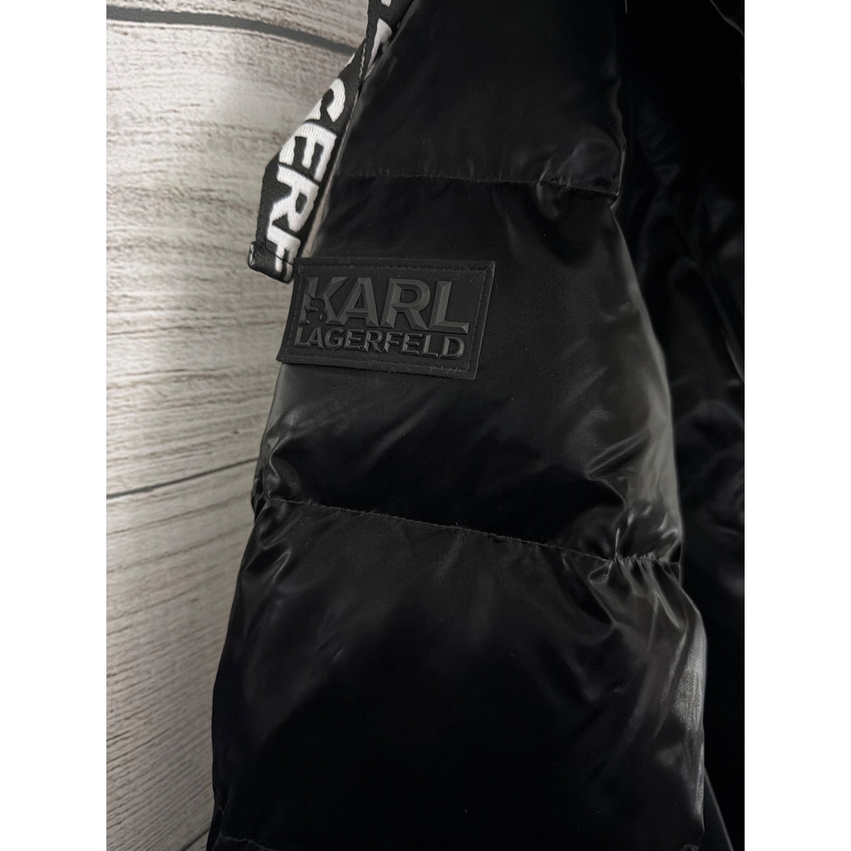 Karl Lagerfeld Black Puffer Jacket With Hood Size M