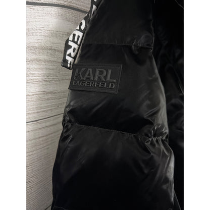 Karl Lagerfeld Black Puffer Jacket With Hood Size M
