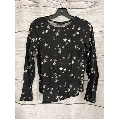 Generation Love Black Star Print Long Sleeve Top With Side Button Detail Size S