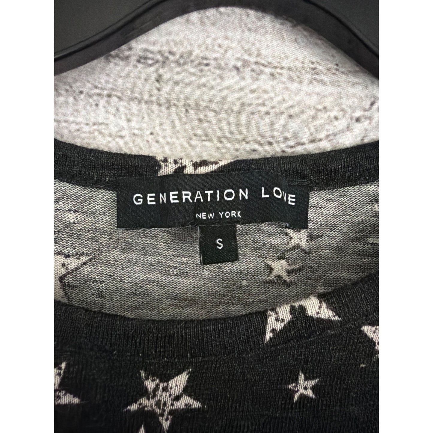 Generation Love Black Star Print Long Sleeve Top With Side Button Detail Size S
