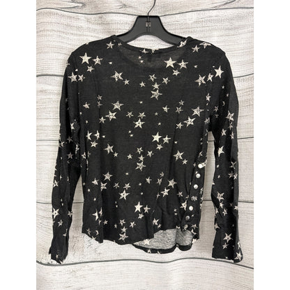 Generation Love Black Star Print Long Sleeve Top With Side Button Detail Size S