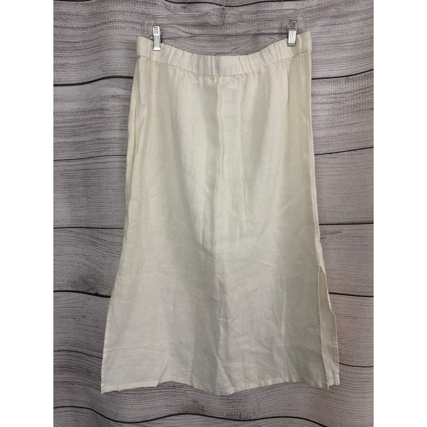 NWT Eileen Fisher Heavy Organic Linen White Skirt Size M