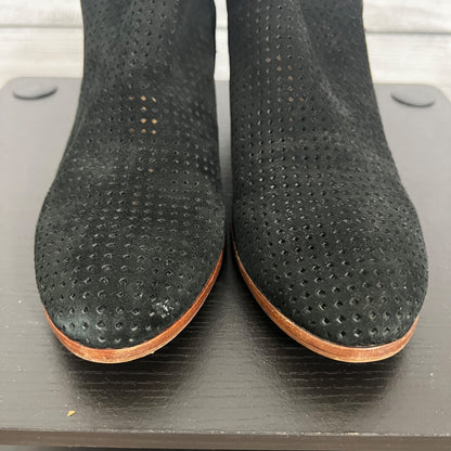 Sam EdelmanBlack Perforated Suede Ankle Boots With Buckle Straps, Size 6.5