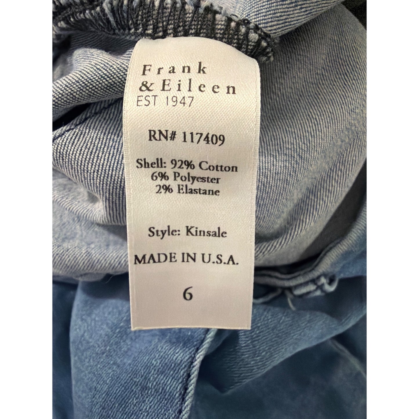 Frank & Eileen Kinsale Cropped Denim Pants Size 6