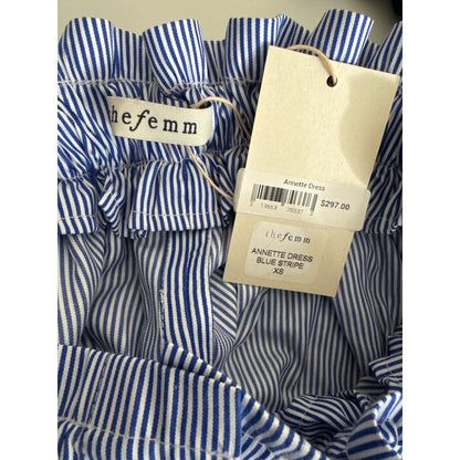 NWT The Femm Blue and White Striped Annette Dress Size XS
