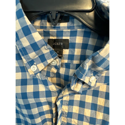 J.Crew Men's Blue & White Gingham Button-Up Shirt M