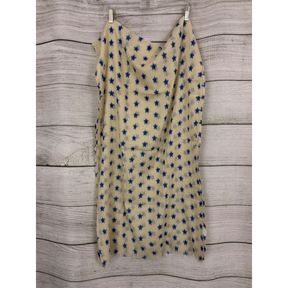 Torrente Cream & Blue Star Pattern Scarf With Fringe Edges