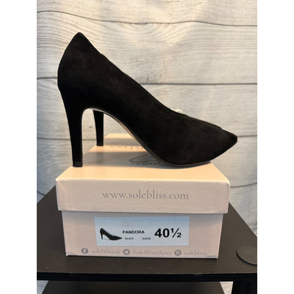 NWB Sole Bliss Pandora Black Suede Heels Size 40.5