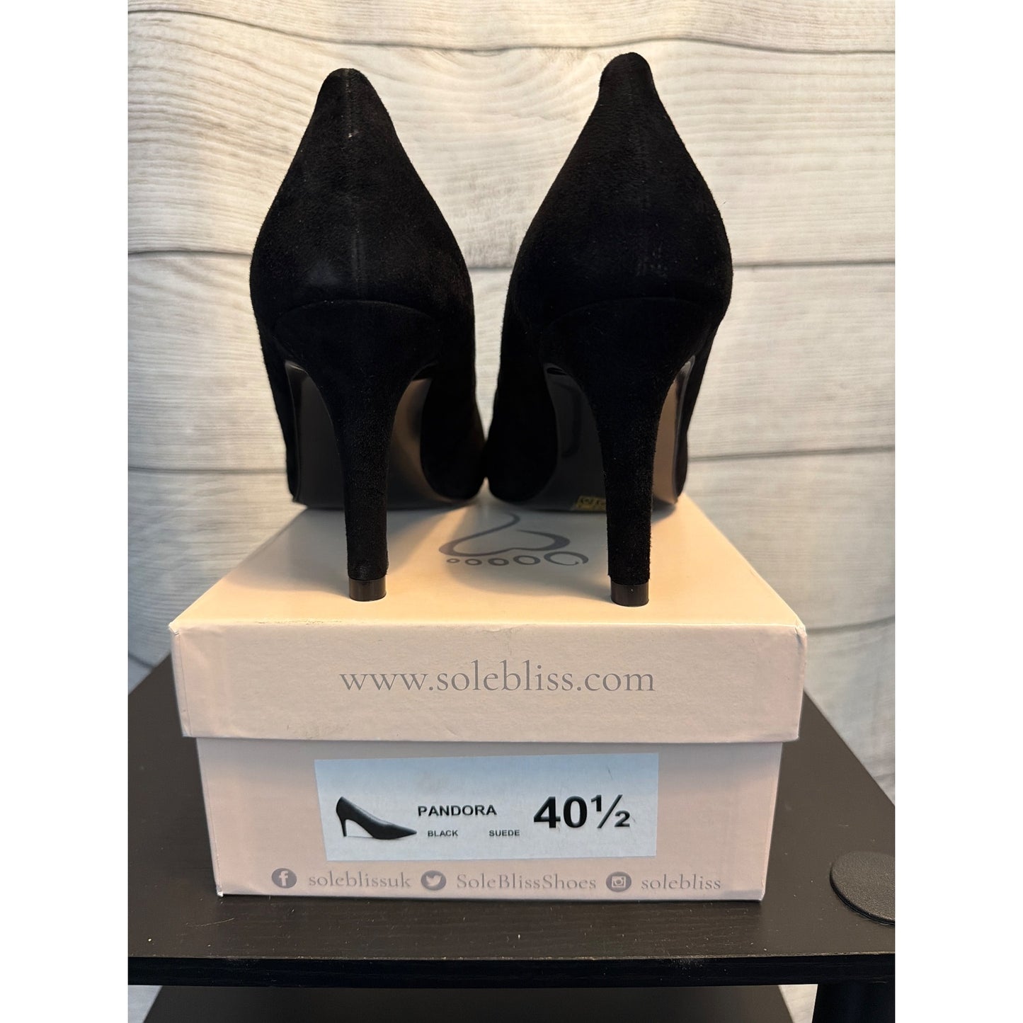 NWB Sole Bliss Pandora Black Suede Heels Size 40.5