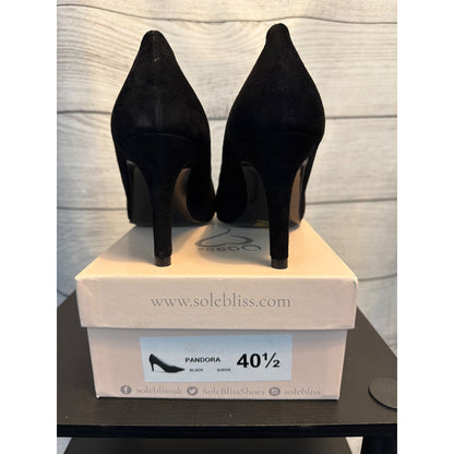 NWB Sole Bliss Pandora Black Suede Heels Size 40.5