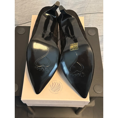 NWB Sole Bliss Pandora Black Suede Heels Size 40.5