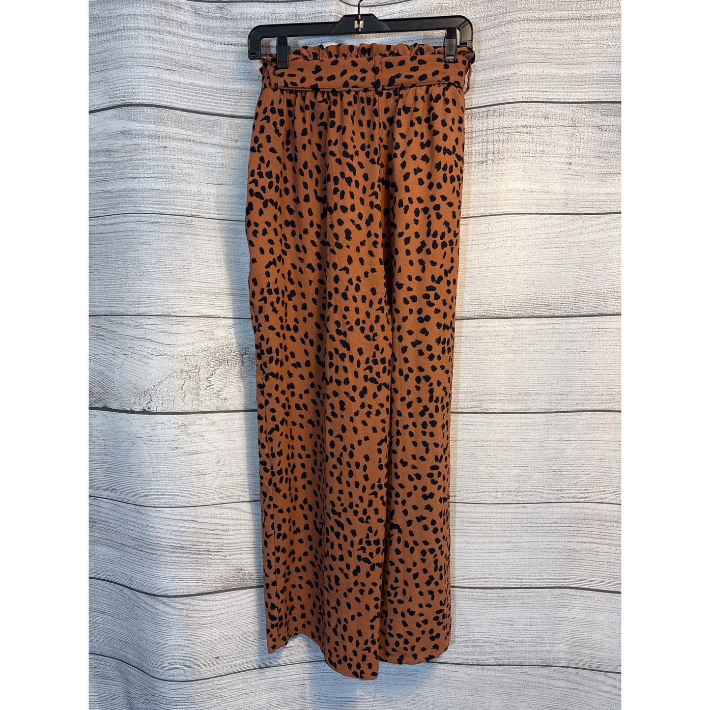 Brown Leopard Print Wide Leg Flowy Pants Size L