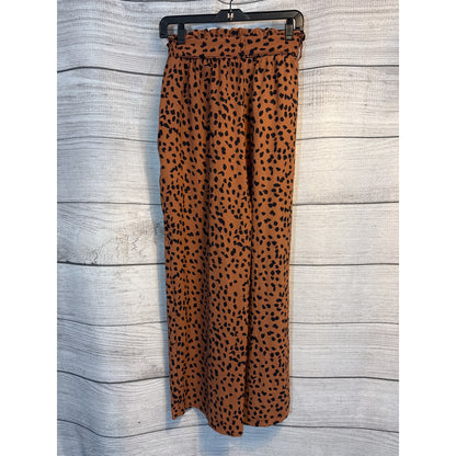 Brown Leopard Print Wide Leg Flowy Pants Size L
