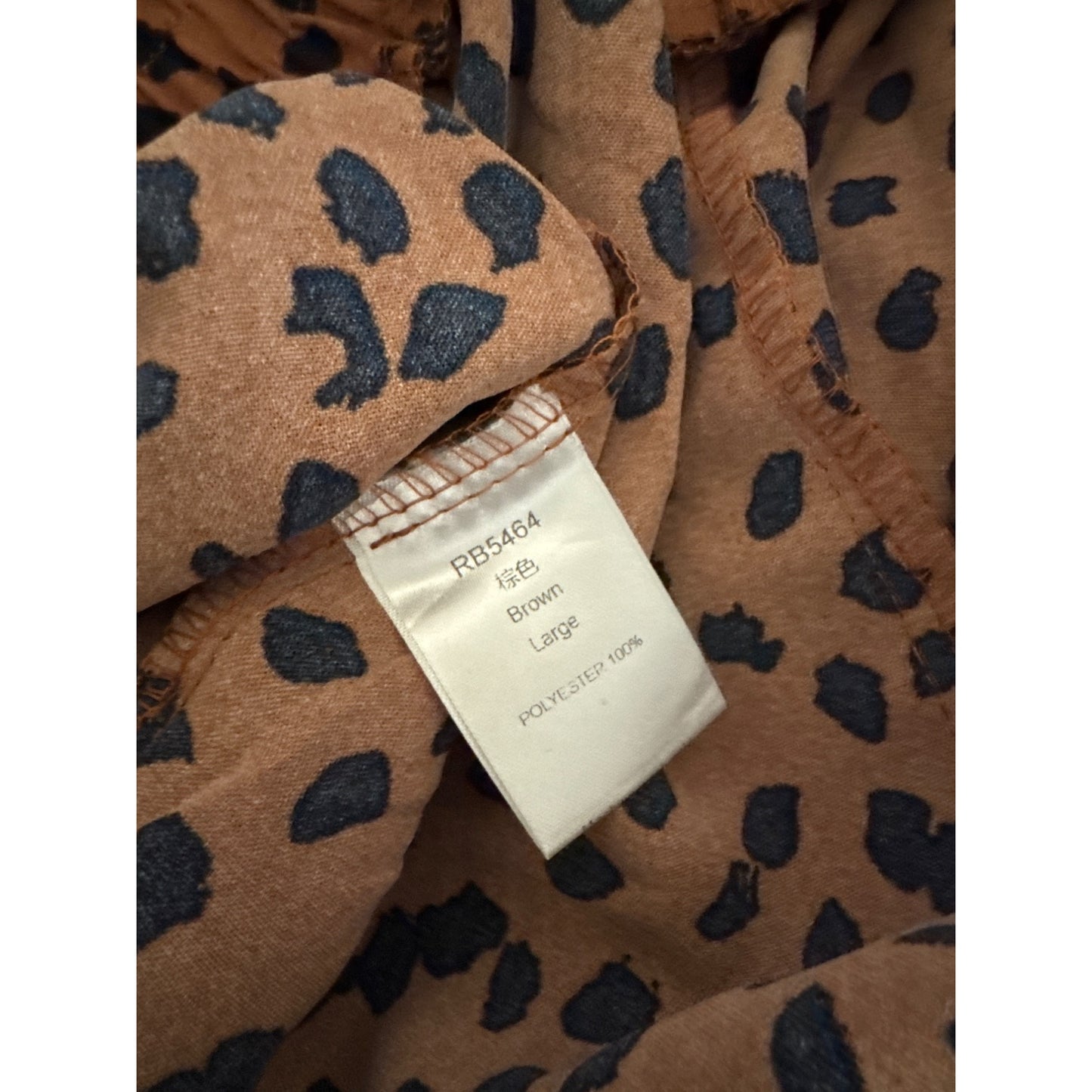 Brown Leopard Print Wide Leg Flowy Pants Size L