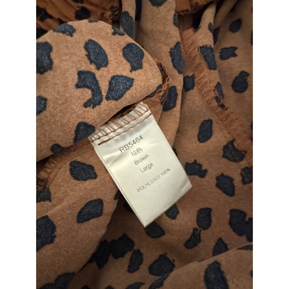 Brown Leopard Print Wide Leg Flowy Pants Size L