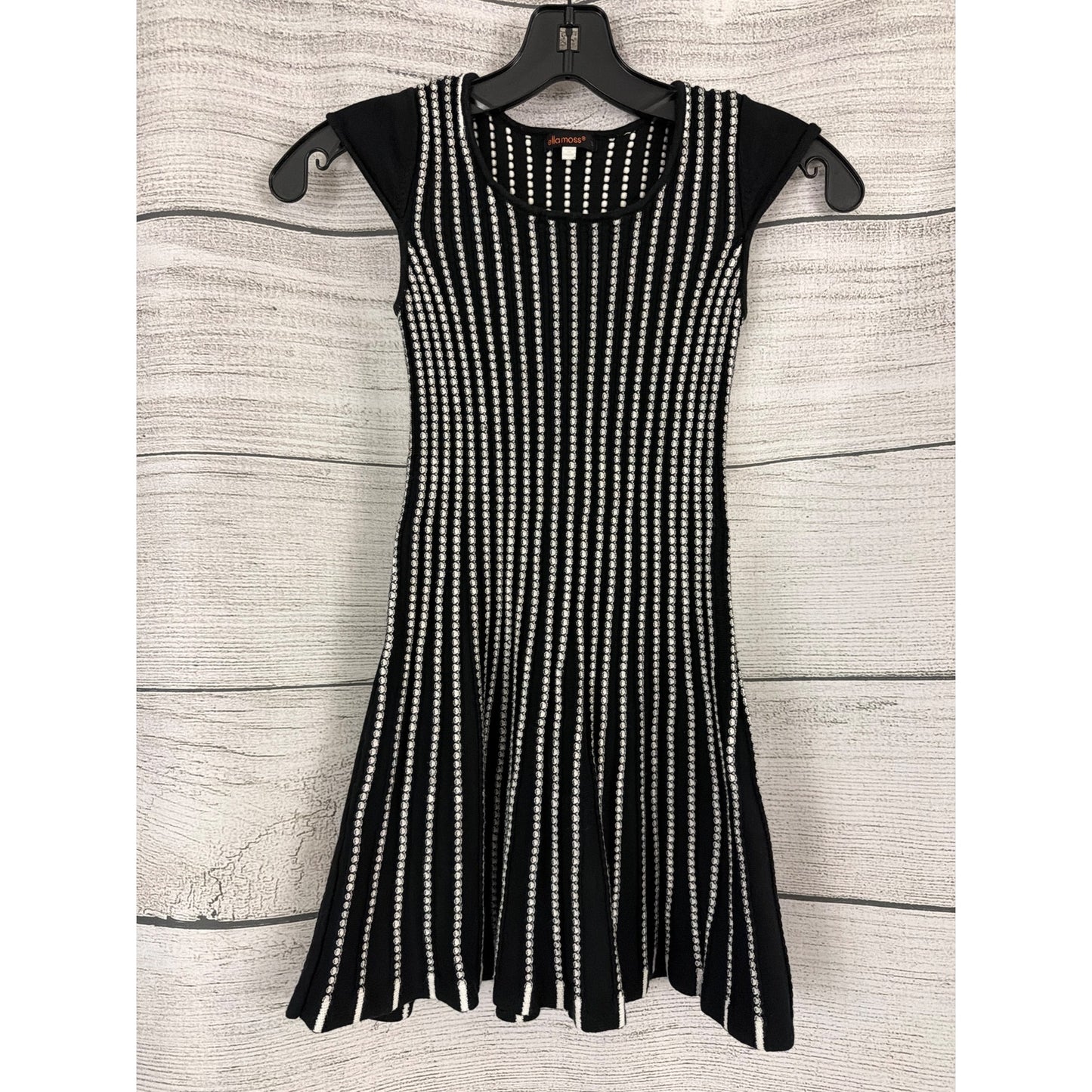 Ella Moss Girls Tami Black & White Fit and Flare Striped Knit Dress Size 10