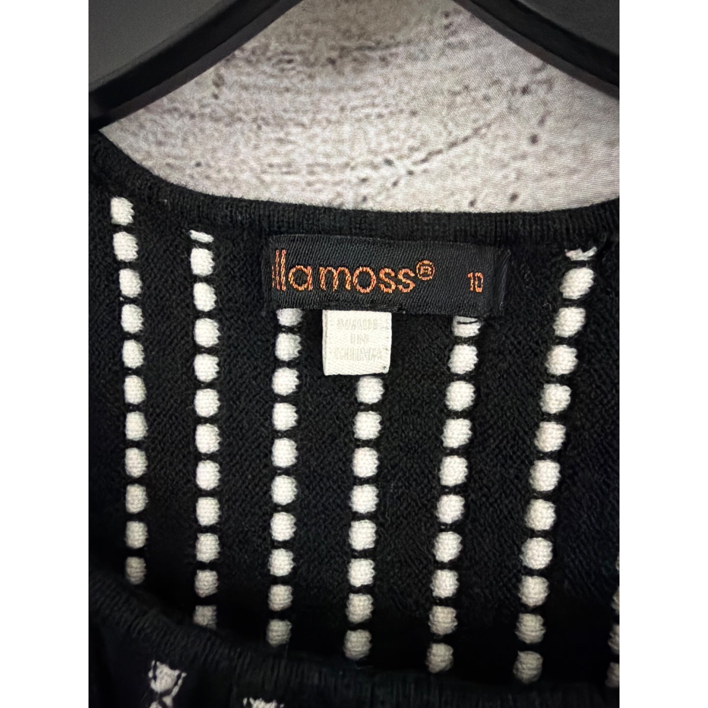 Ella Moss Girls Tami Black & White Fit and Flare Striped Knit Dress Size 10