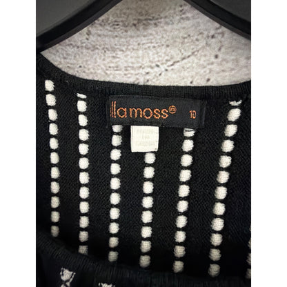 Ella Moss Girls Tami Black & White Fit and Flare Striped Knit Dress Size 10