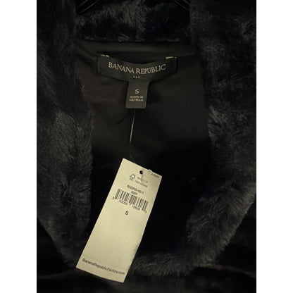 NWT Banana Republic Black Faux Fur Pullover Turtleneck Top Size S