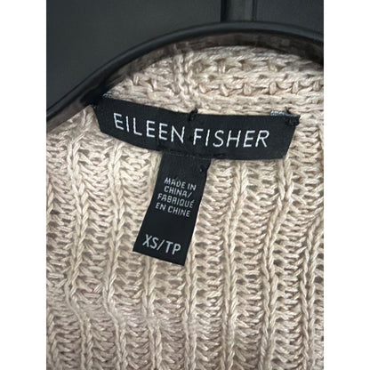 Eileen Fisher Beige Open Front Knit Cardigan Sweater Size XS