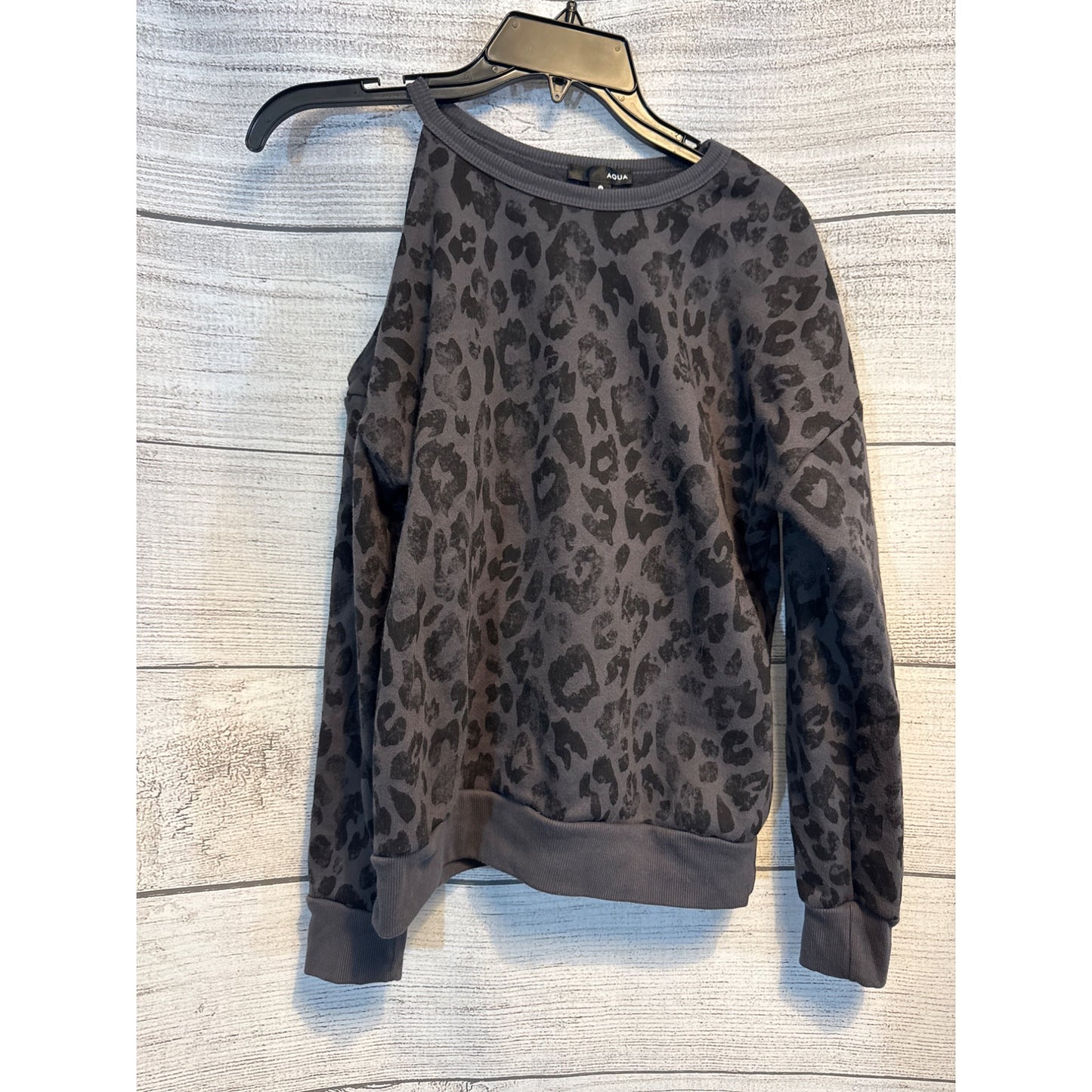 Aqua Single Cold Shoulder Animal Print Sweater Size M