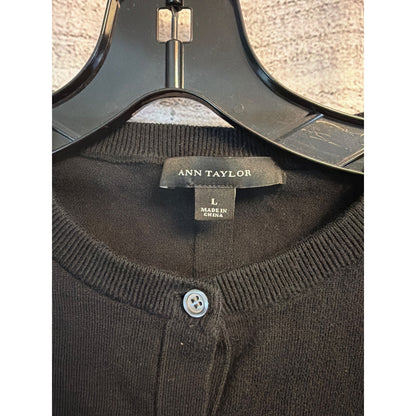 Ann Taylor Black Button-Up Cardigan Sweater Size L