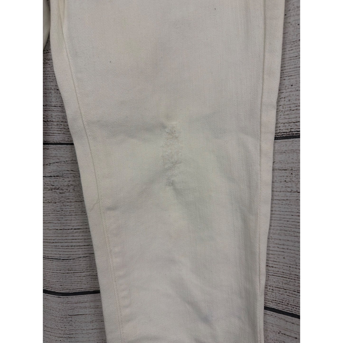 Adriano Goldschmied The Stevie Ankle Slim Straight Distressed White Jeans Size 28