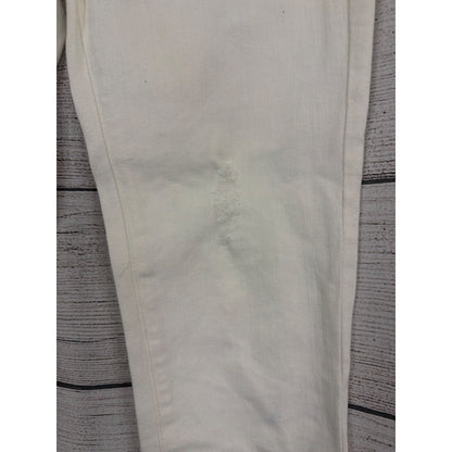 Adriano Goldschmied The Stevie Ankle Slim Straight Distressed White Jeans Size 28