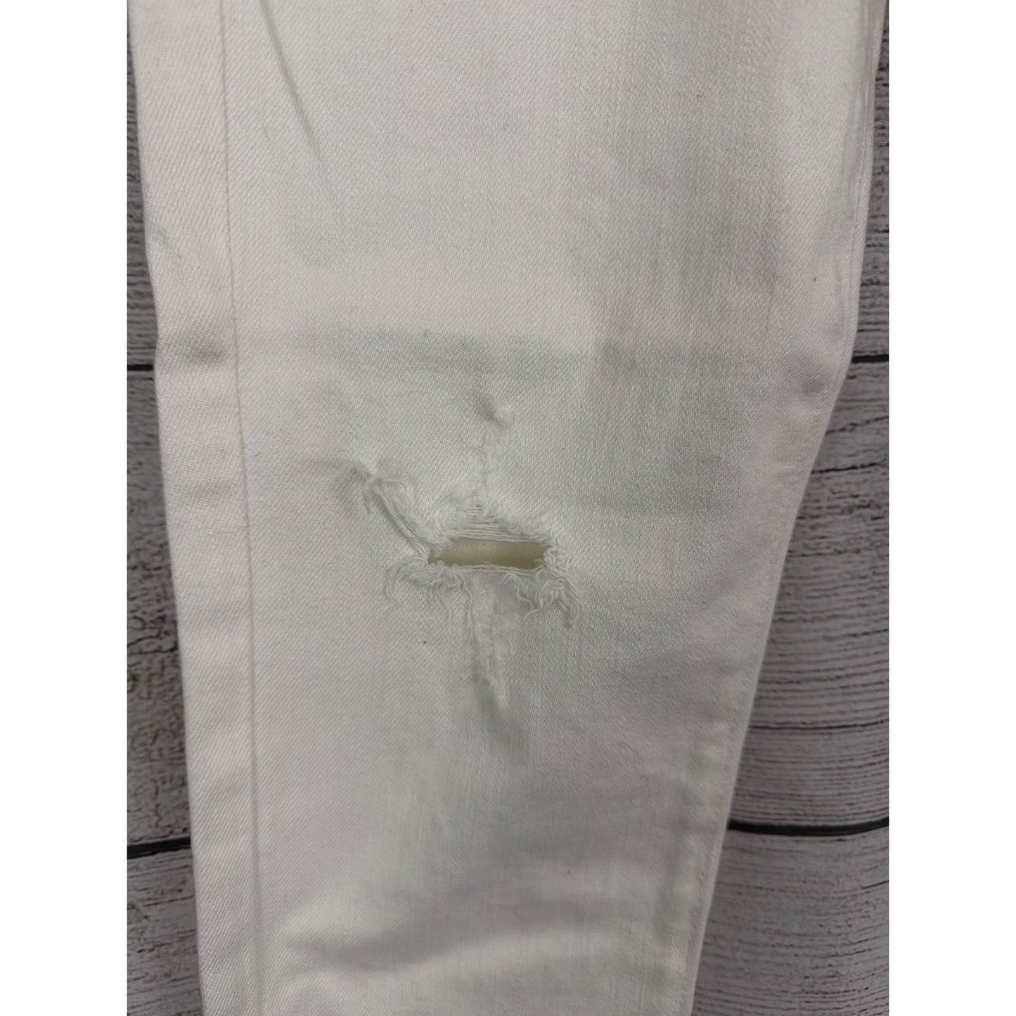 Adriano Goldschmied The Stevie Ankle Slim Straight Distressed White Jeans Size 28