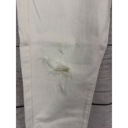 Adriano Goldschmied The Stevie Ankle Slim Straight Distressed White Jeans Size 28