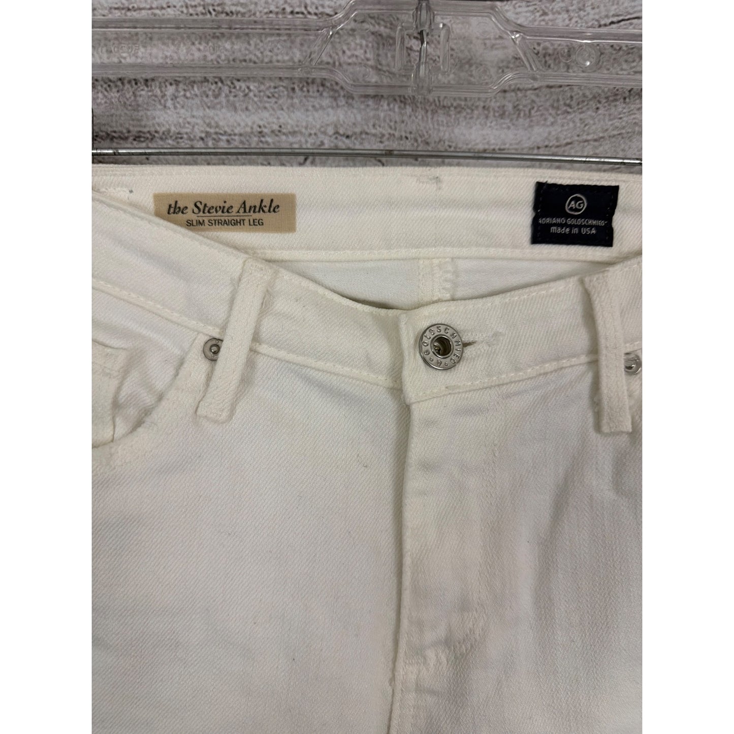 Adriano Goldschmied The Stevie Ankle Slim Straight Distressed White Jeans Size 28