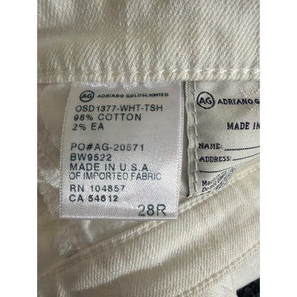 Adriano Goldschmied The Stevie Ankle Slim Straight Distressed White Jeans Size 28