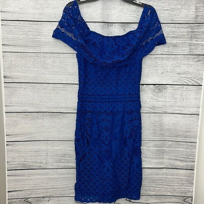 Sharagano Blue Lace Dress