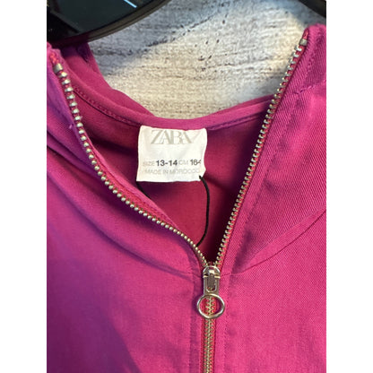 NWT Zara Girls Hooded Dress With Elastic Waist & Zip Closure Size 13/14