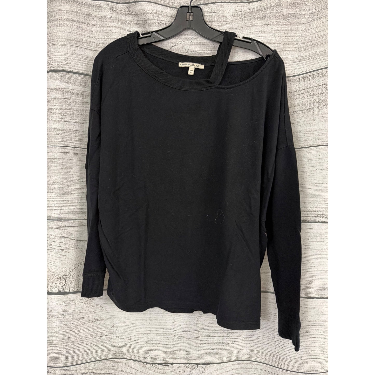 Express One Eleven Black Off-Shoulder Long Sleeve Top Size S