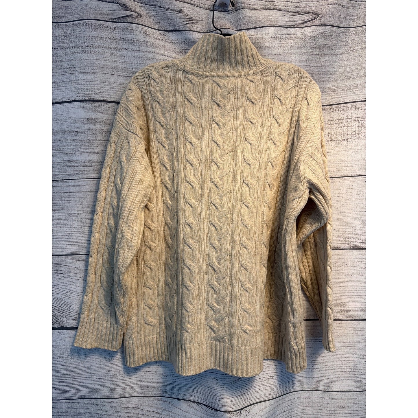 J. Jill Cable Knit Wool Blend Pullover Turtleneck Sweater Size L
