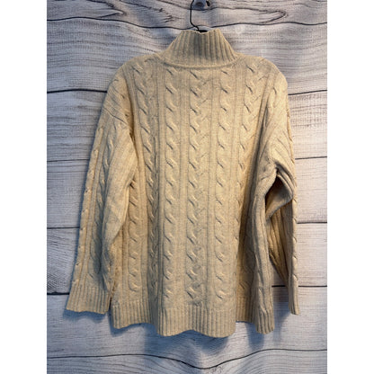J. Jill Cable Knit Wool Blend Pullover Turtleneck Sweater Size L