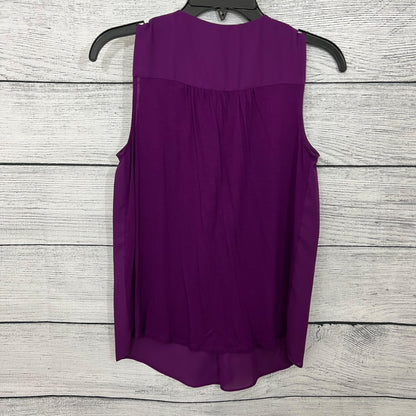 INC Sleeveless Ruffled Purple Blouse With Zipper & Shirred Back, Size XS