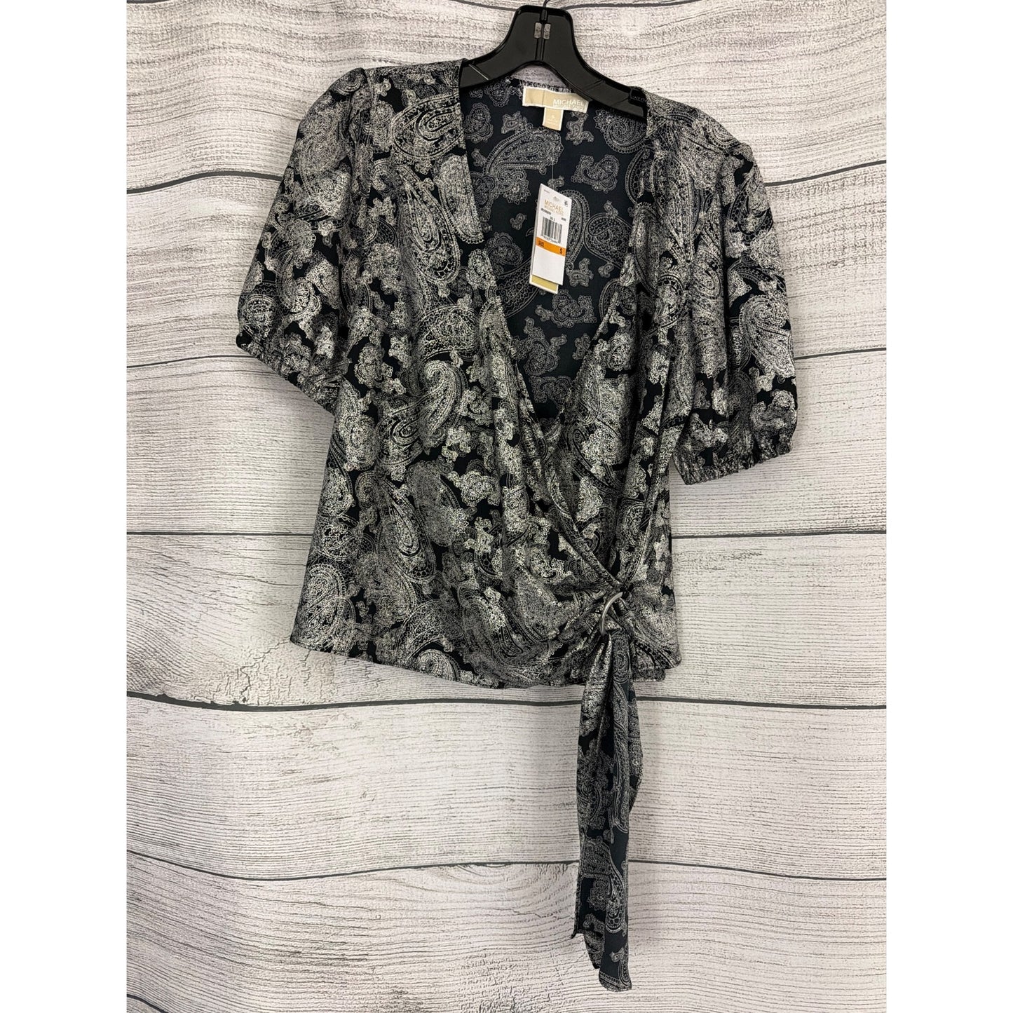 NWT Michael Kors Metallic Paisley Wrap Top Size S