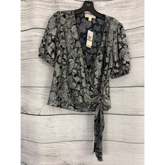 NWT Michael Kors Metallic Paisley Wrap Top Size S
