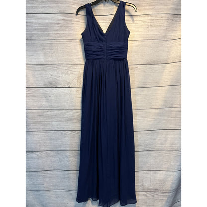 Donna Morgan Collection Navy Chiffon Sleeveless V-Neck Gown Dress Size 0