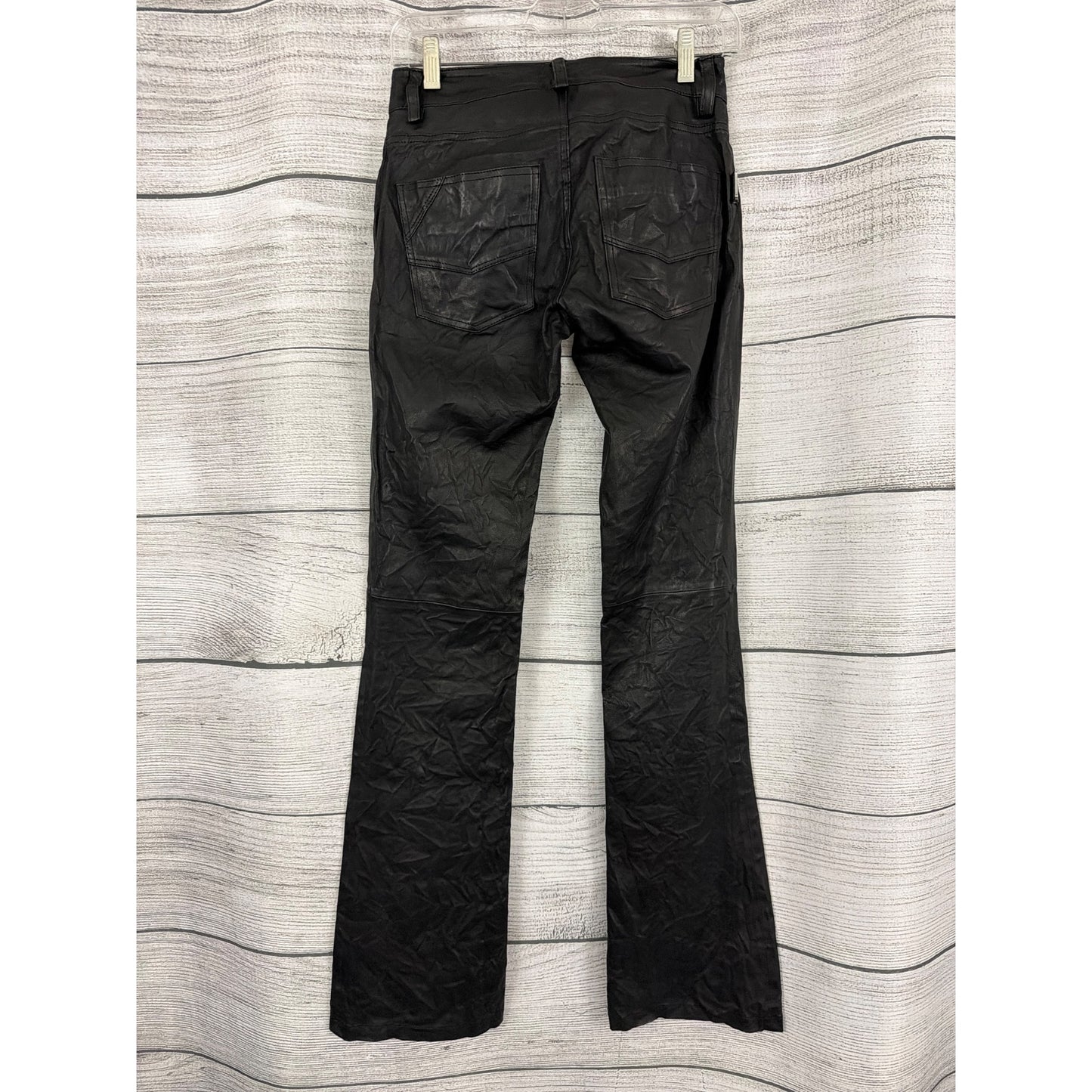 Zadig & Voltaire Black Faux Leather Flare Hippie Cuir Froisse Pants Size 34